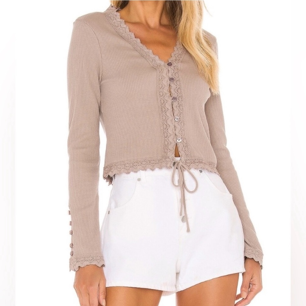 Line & Dot Arcadia Lace Trim Cardigan